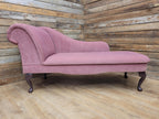 Pink Velvet Chaise Longue Victorian Style Scroll Back Daybed Sofa