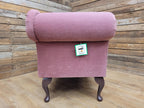 Pink Velvet Chaise Longue Victorian Style Scroll Back Daybed Sofa