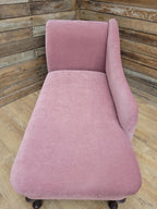 Pink Velvet Chaise Longue Victorian Style Scroll Back Daybed Sofa