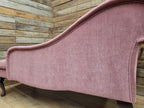 Pink Velvet Chaise Longue Victorian Style Scroll Back Daybed Sofa