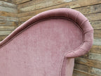 Pink Velvet Chaise Longue Victorian Style Scroll Back Daybed Sofa