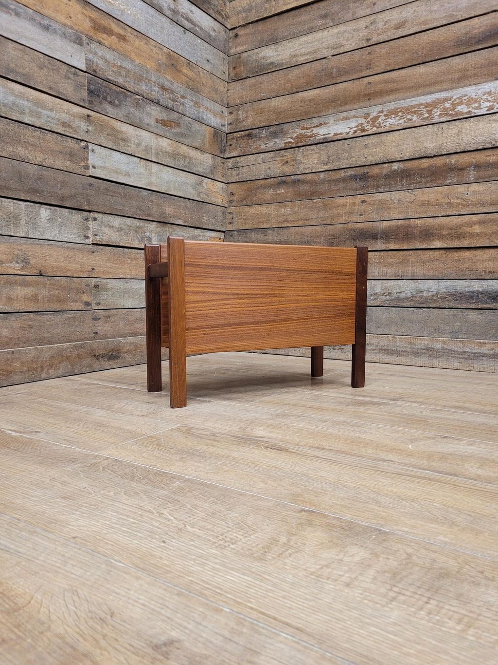 Vintage Teak Magazine Rack Mid Century Modern Record Holder Danish Style