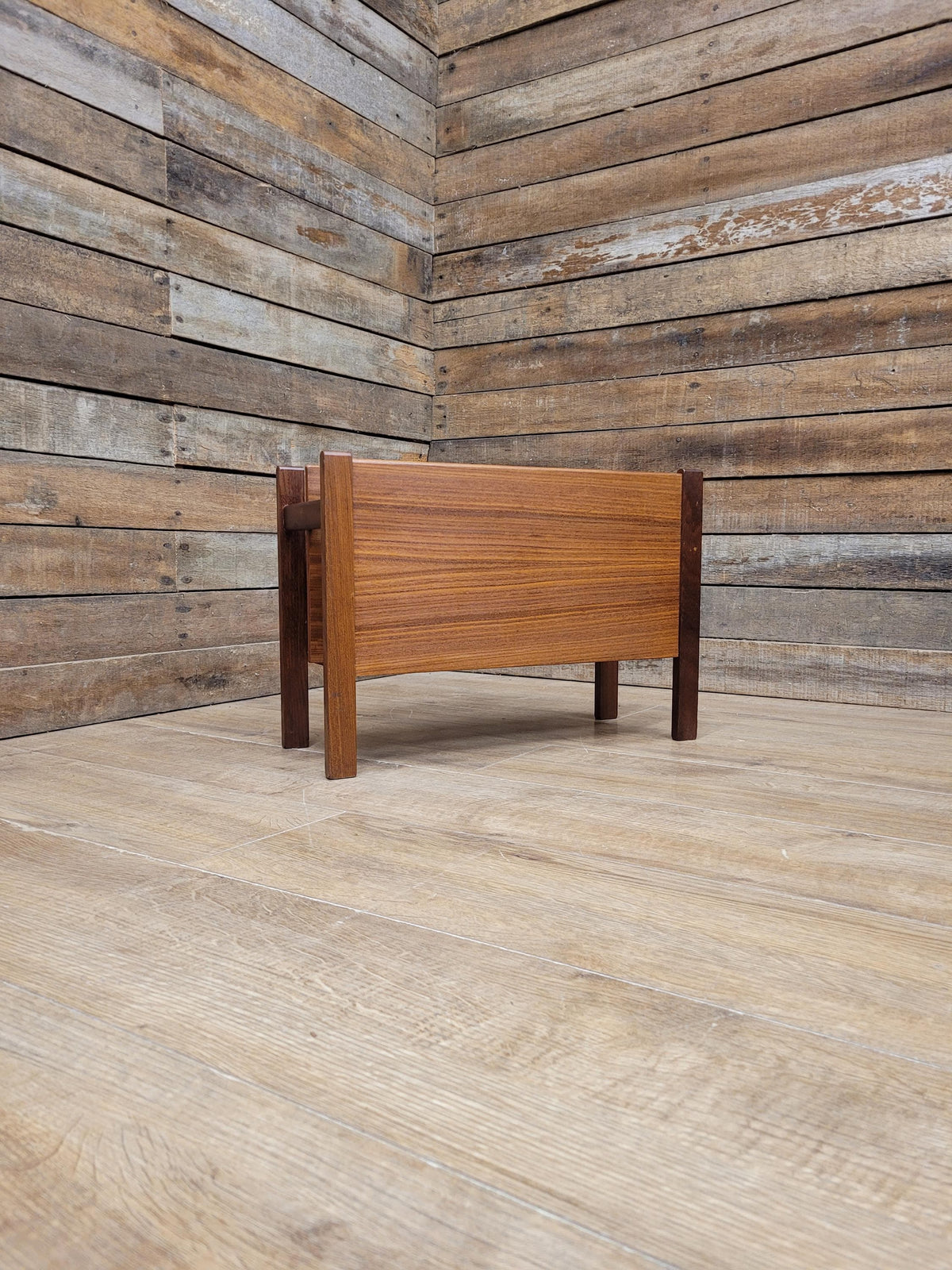 Vintage Teak Magazine Rack Mid Century Modern Record Holder Danish Style