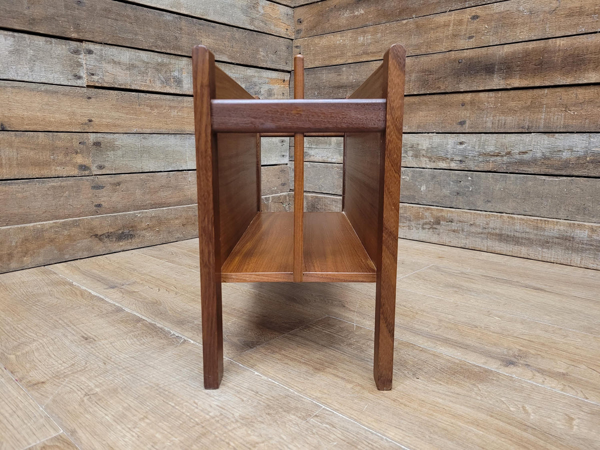 Vintage Teak Magazine Rack Mid Century Modern Record Holder Danish Style