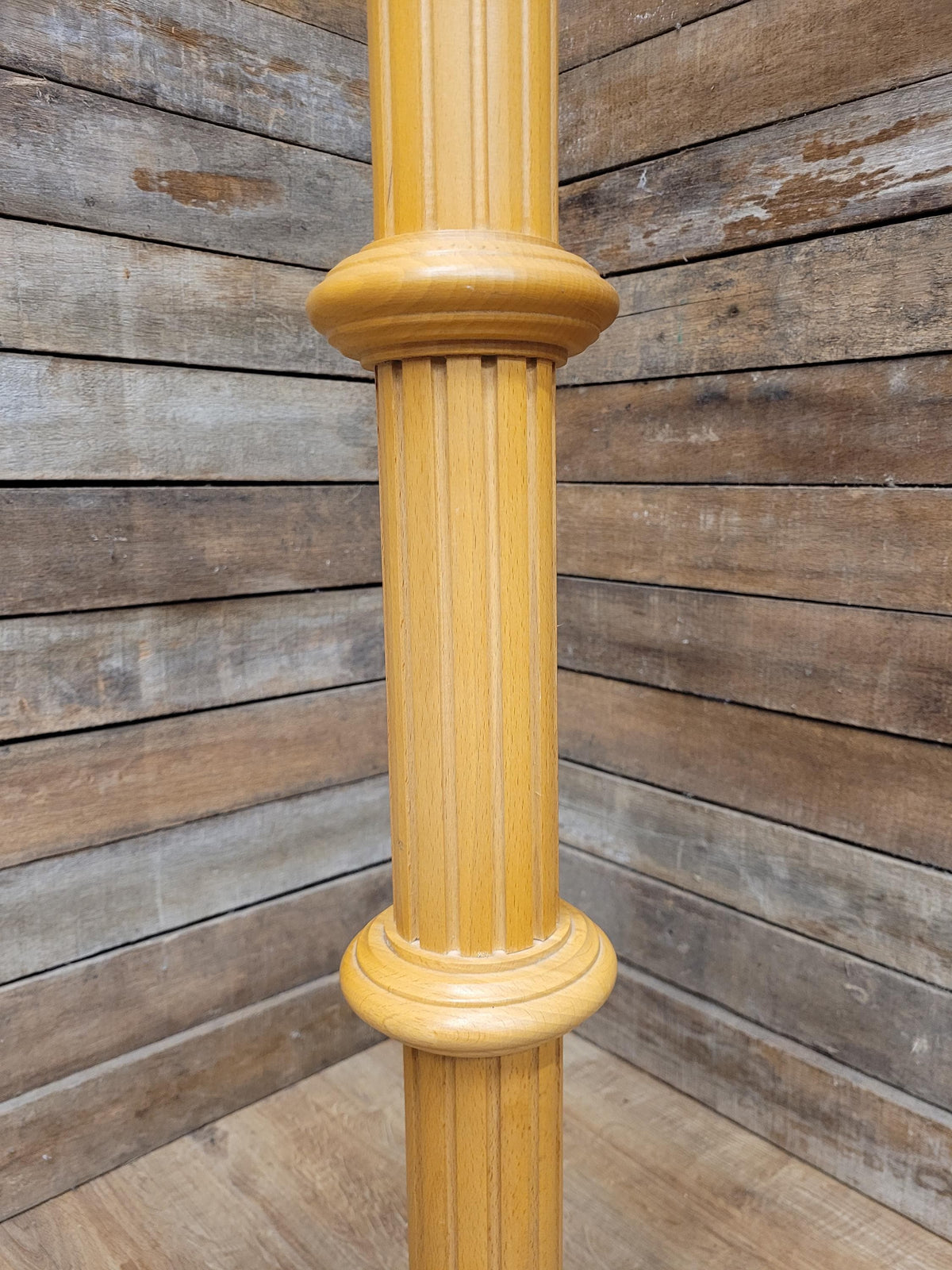 Blonde Wood Tall Torchiere Plant Stand Fluted Column Display Pedestal