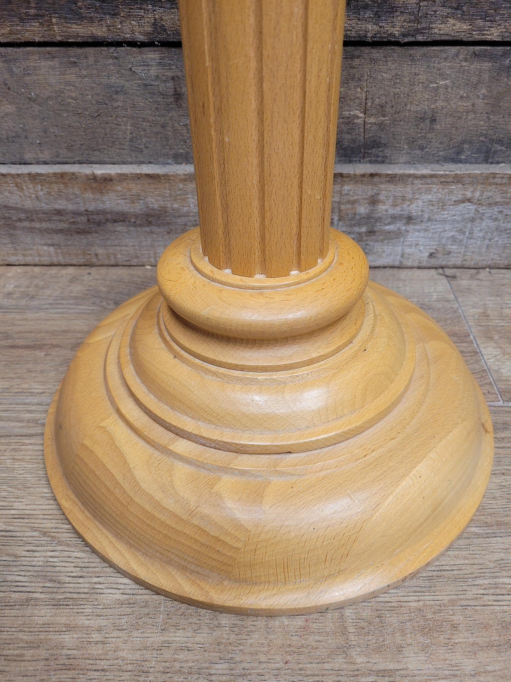 Blonde Wood Tall Torchiere Plant Stand Fluted Column Display Pedestal