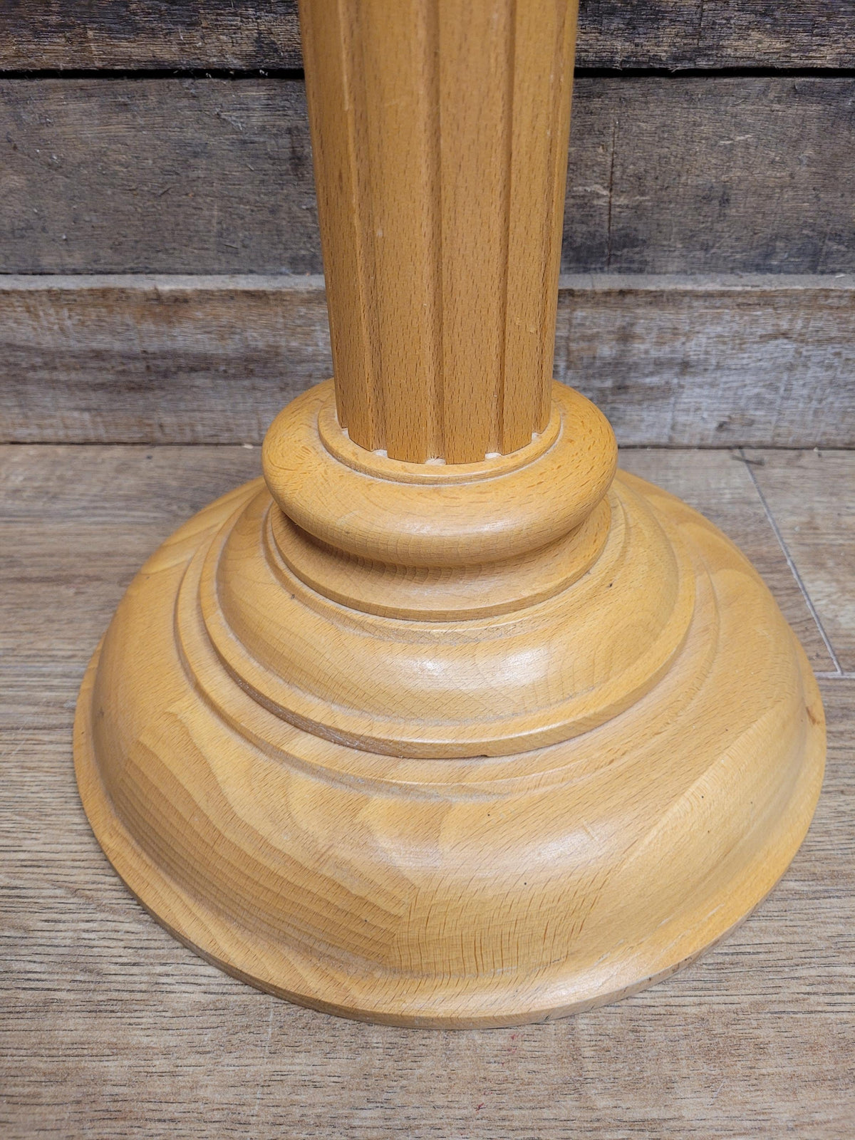 Blonde Wood Tall Torchiere Plant Stand Fluted Column Display Pedestal