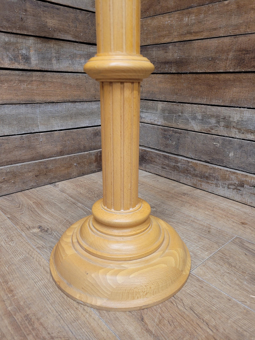 Blonde Wood Tall Torchiere Plant Stand Fluted Column Display Pedestal