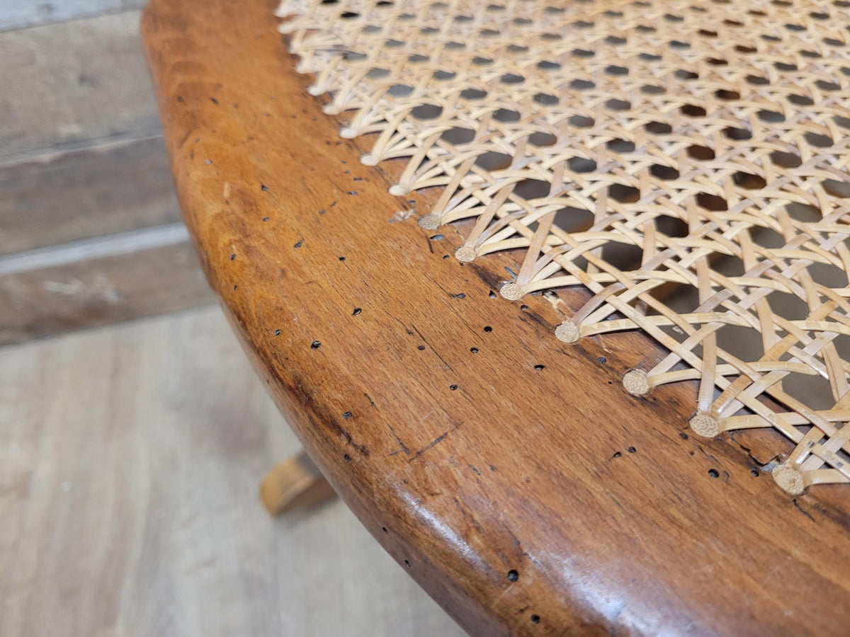 Antique Edwardian Bergere Rocking Chair Cane Seat Back Wooden Nursery Rocker