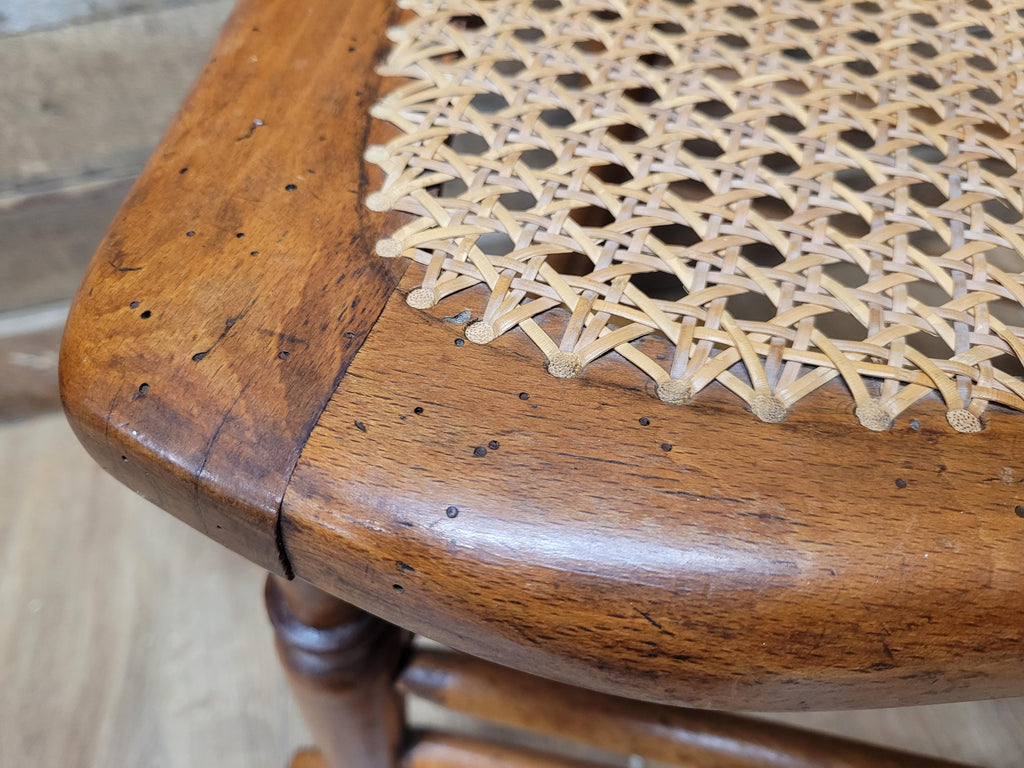Antique Edwardian Bergere Rocking Chair Cane Seat Back Wooden Nursery Rocker