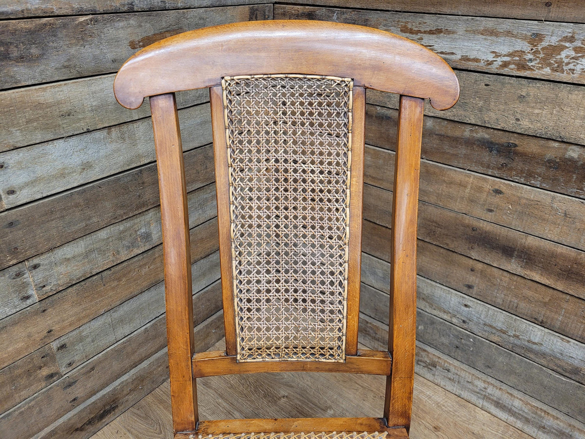 Antique Edwardian Bergere Rocking Chair Cane Seat Back Wooden Nursery Rocker